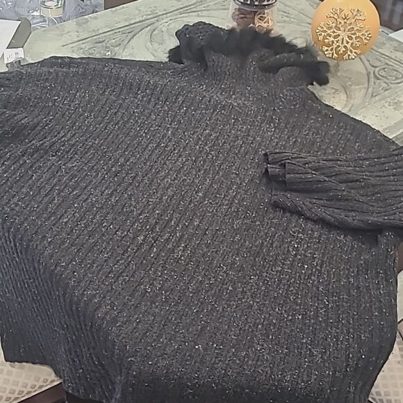 Wool blend poncho cable knit chunky warm sweater 3x - Picture 5 of 5